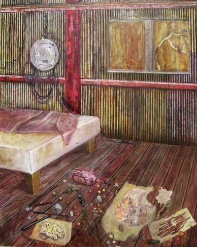 《孤独と血液の中での廃墟》2007 油絵具、アクリル下地、パネル 167×127mm